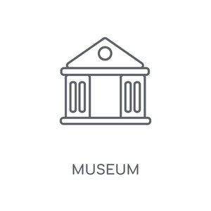 线上展厅博物馆线性图标.博物馆概念笔画符号设计.