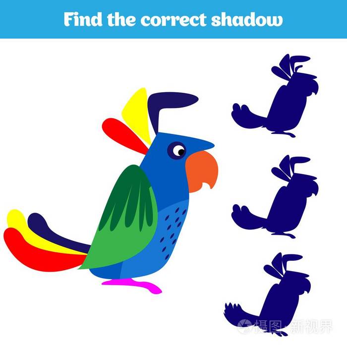 儿童阴影匹配游戏.找到合适的影子学龄前儿童的活动.儿童动物图片