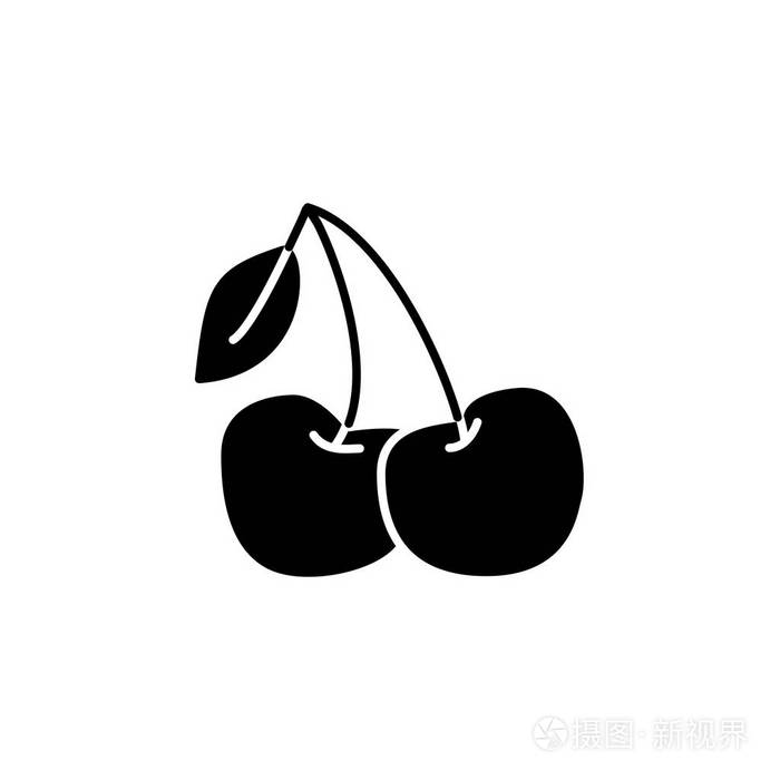 新鲜浆果的扁平图标.素食和素食.健康饮食水果成分.