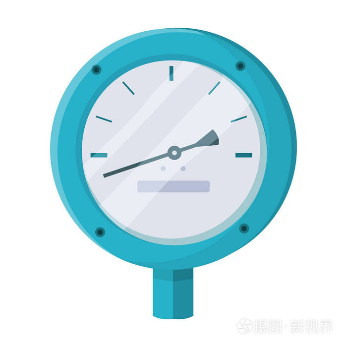 在白色背景上孤立的卡通风格油压力表图标.石油工业象征股票矢量图