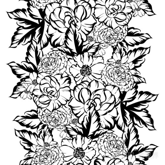 黑白相间的花元素插画-正版商用图片0tf8j9-摄图新视界