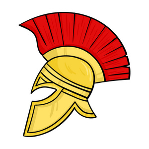 罗马士兵头盔中孤立的白色背景上的卡通风格的图标。意大利国家象征股票矢量图
