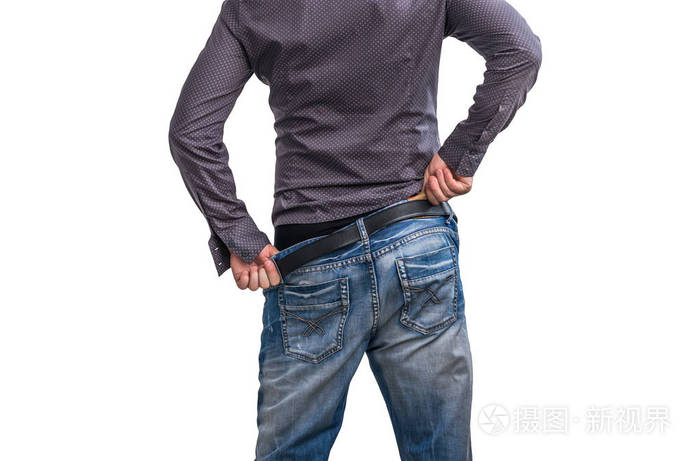 男人想在白色背景下被隔离的尿-尿失禁概念