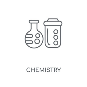 化学线性图标。化学概念笔画符号设计。薄的图形元素向量例证, 在白色背景上的轮廓样式, eps 10