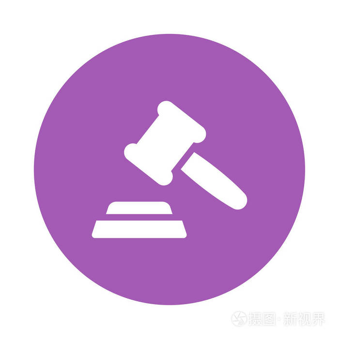 拍卖锤子平面图标查出在白色背景, 向量, 例证