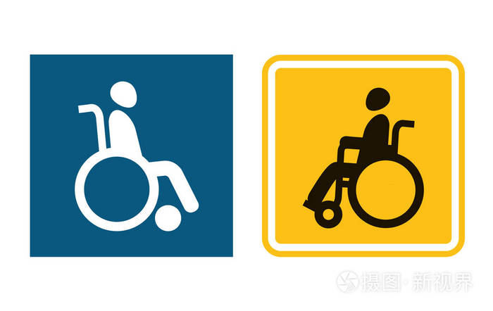 在轮椅上的男人.残疾人的无效符号