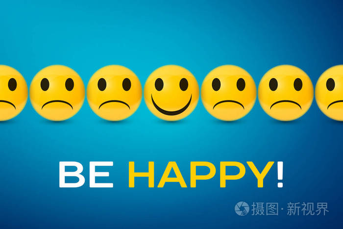 快乐和悲伤的面孔组.将快乐海报