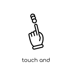 触摸和滚动手势图标。时尚现代平面线性矢量触摸和滚动手势图标在白色背景上从细线手和客人集合, 轮廓向量例证