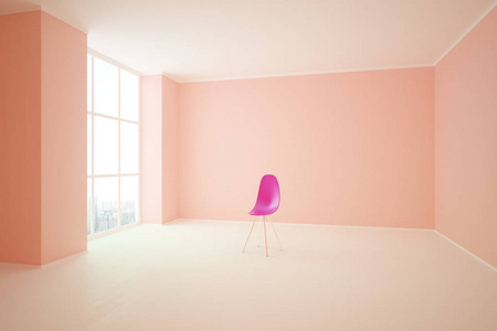 粉红色的房间里的椅子上