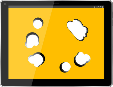 云计算在数字 tablet pc 上进行连接的方式。在白色隔离
