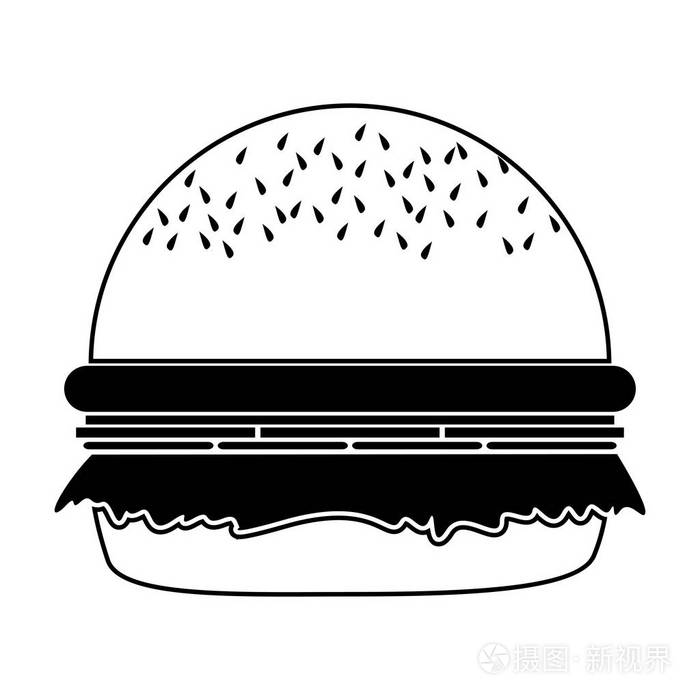 大的汉堡包剪影单色