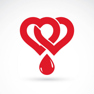 心的形状和滴血的矢量图.