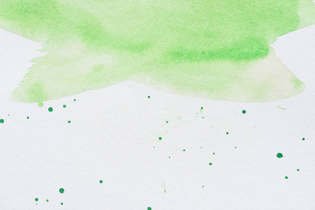 抽象绿色水彩画背景与飞溅