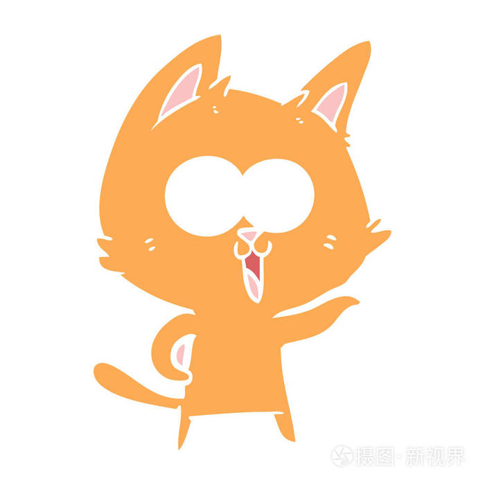 滑稽的扁平颜色风格动画片猫