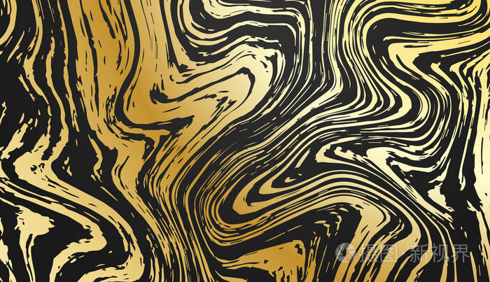 抽象的黑色和黄色大理石或石头纹理