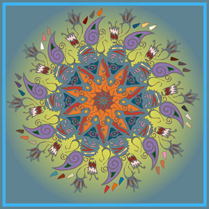 明亮的圆形装饰品由简单的形状组成照片