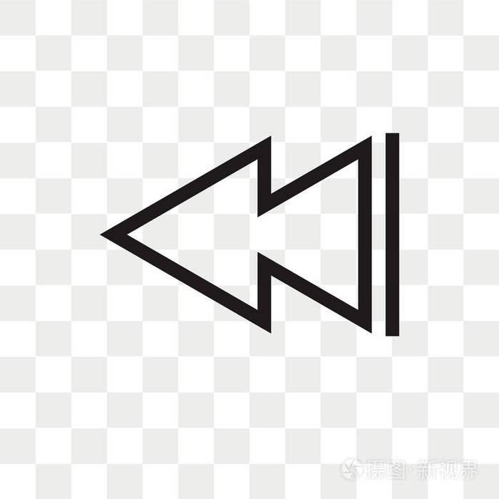左箭头矢量图标在透明背景上隔离, 左