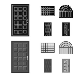 门和前符号的矢量插图。门和木制股票矢量图的收集