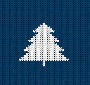针织暗蓝色圣诞图案与圣诞树