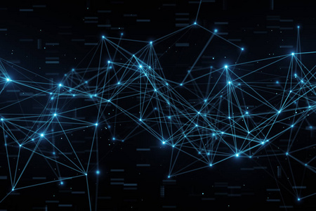 任何类型的网络3d 上的抽象闪烁连接的数字数据节点和连接路径
