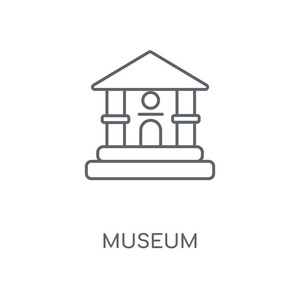 博物馆线性图标。博物馆概念笔画符号设计。薄的图形元素向量例证, 在白色背景上的轮廓样式, eps 10