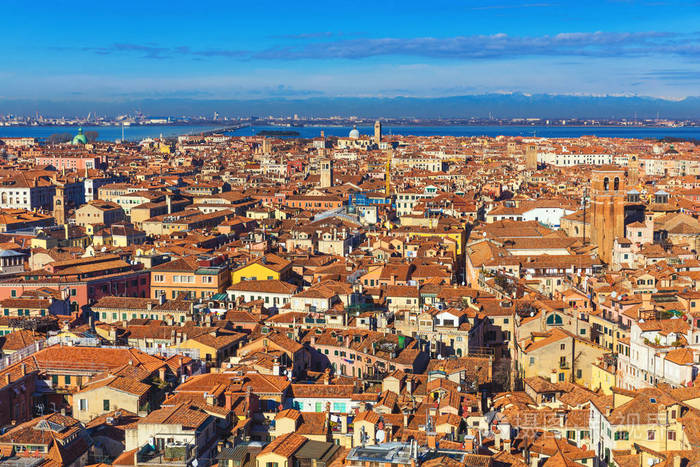 意大利威尼斯城鸟瞰图.威尼斯是欧洲最受欢迎的旅游胜地.