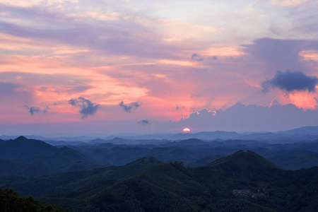 夏夷山日落