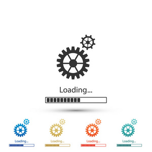 正在加载背景图在白色背景上隔离装载和齿轮图标.进度条图标.