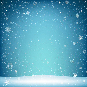 圣诞蓝色背景与雪