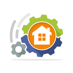 矢量插图图标与一个过程管理系统的概念为住宅建设项目的发展照片