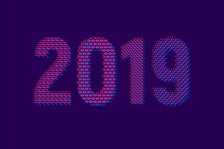 贺卡与题字2019年新年快乐为您的布局传单和问候卡