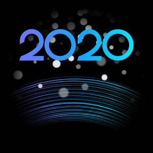 摘要新年快乐2020卡与蓝色数字