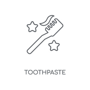 牙膏线性图标。牙膏概念笔画符号设计。薄的图形元素向量例证, 在白色背景上的轮廓样式, eps 10