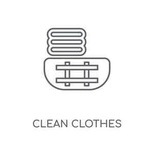 清洁衣服线形图标。清洁服装概念笔画符号设计。薄的图形元素向量例证, 在白色背景上的轮廓样式, eps 10