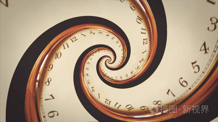 旋转螺旋时钟从数字抽象3d例证