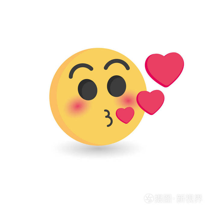接吻表情符号.在白色背景的被隔绝的向量例证