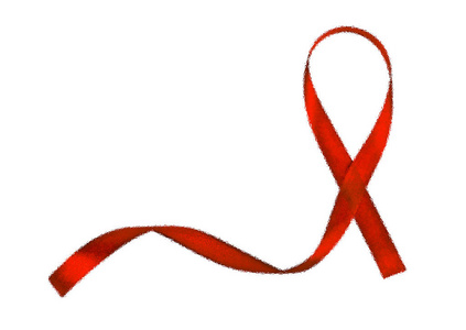 孤立的白色背景上的红色艾滋病认识丝带