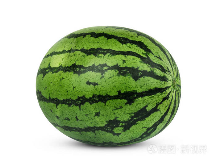 孤立的白色背景上的整个西瓜