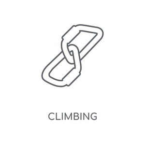 攀爬线性图标。攀岩概念笔画符号设计。薄的图形元素向量例证, 在白色背景上的轮廓样式, eps 10