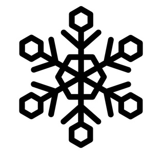雪花设计的线条图标, 装饰冬季雪花