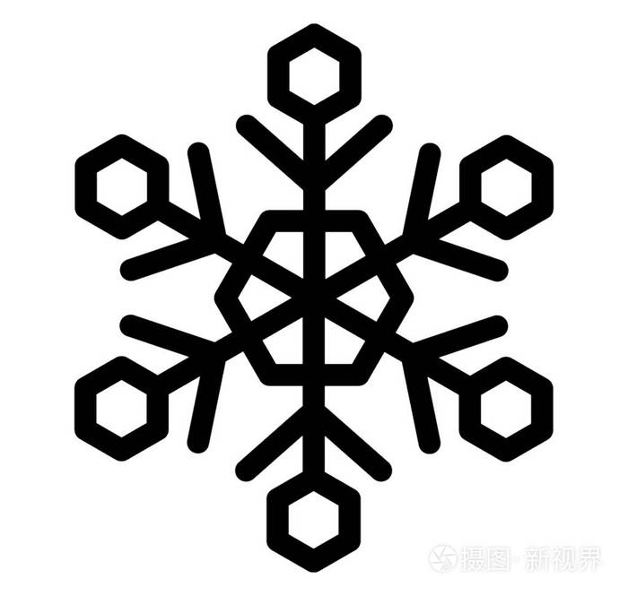 雪花设计的线条图标, 装饰冬季雪花插画-正版商用图片0th2ho-摄图新视
