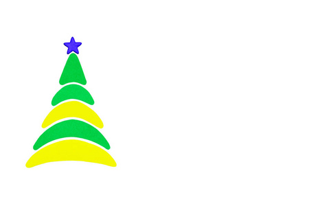 新年和圣诞节的概念树制成的彩色卡纸