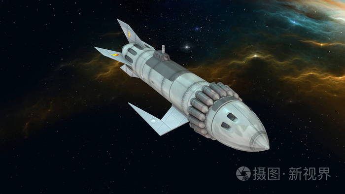 一艘宇宙飞船3dcg渲染