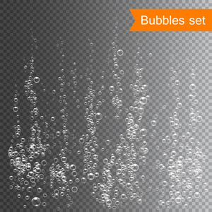 气泡在水矢量插图上透明背景图片