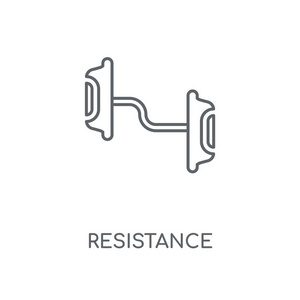 电阻线性图标。电阻概念行程符号设计。薄的图形元素向量例证, 在白色背景上的轮廓样式, eps 10