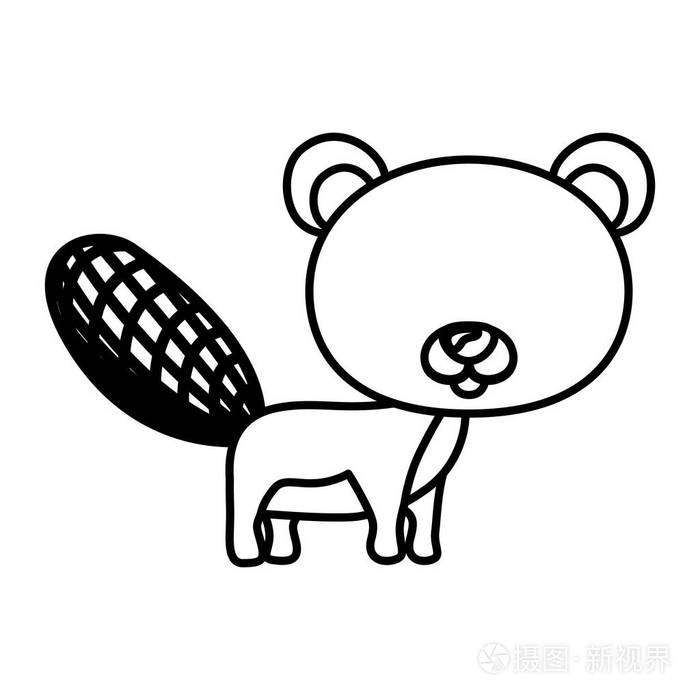 孤立的海狸动漫设计插画-正版商用图片0th9sv-摄图新视界