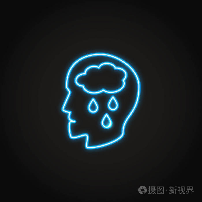 线式的抑郁症概念霓虹灯图标