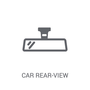 汽车后视镜图标.时尚的汽车后视镜标志概念在白色背景从汽车零件收集.