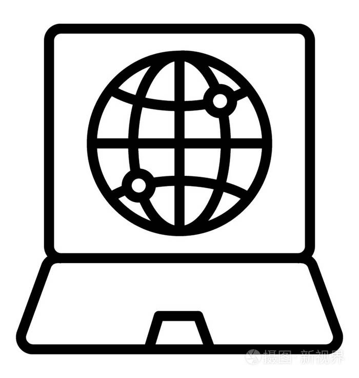 全球笔记本电脑屏幕上的信息技术展示理念插画-正版商用图片0thdqh-摄