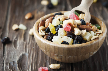 干果和水果的混合照片
